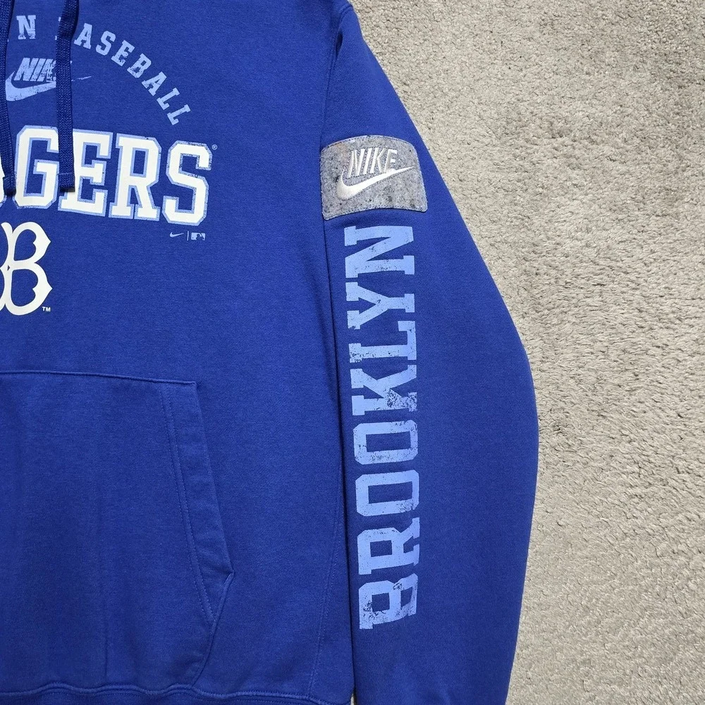 Brooklyn Dodgers Nike Club Fleece Hoodie MLB Mens M‎ Blue Sleeve Print