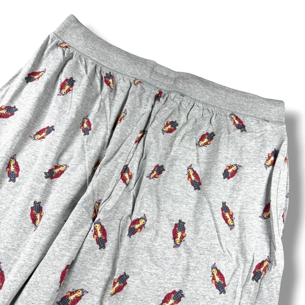 Polo Ralph Lauren Jogger Pajama Pants Mens XL Gray Polo Bear All Over Print