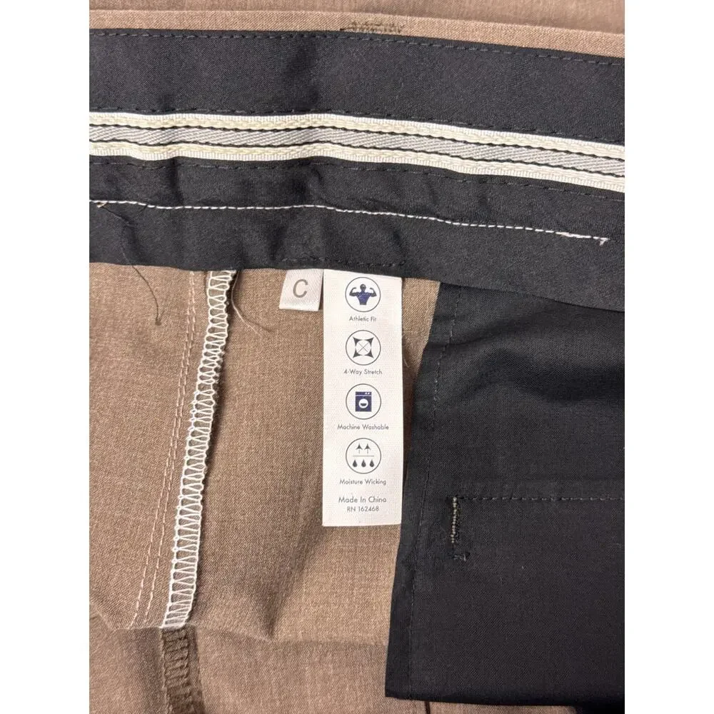 State & Liberty Athletic Fit Stretch Wool Suit Dress Pants 38 x 26 Mens Brown