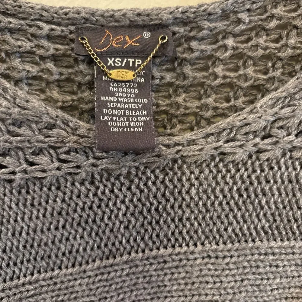 Dex Women Sweater Vest Size XS Gray With Knit Design Cap Sleeves Business‎ 90’s