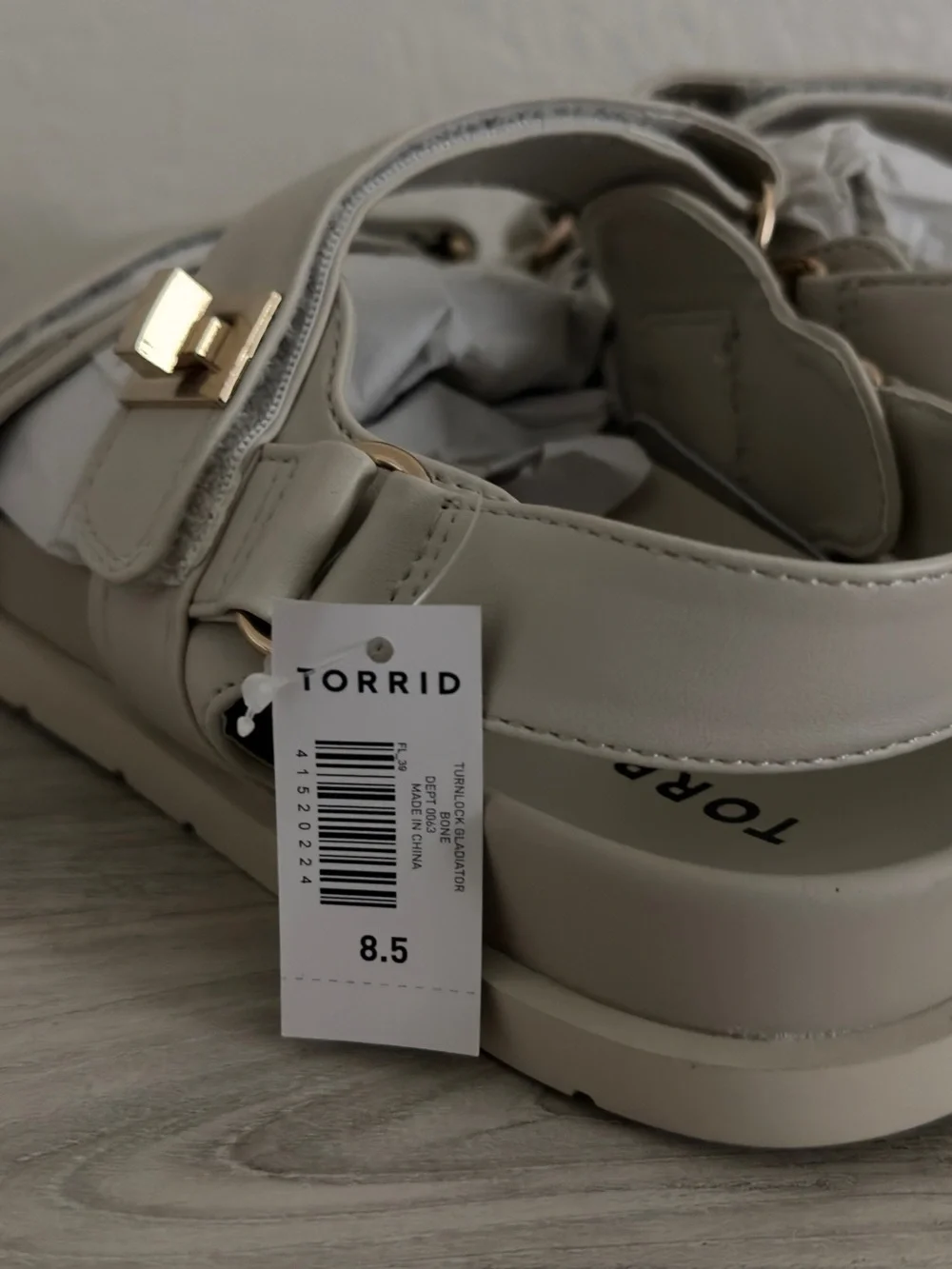 Torrid Cream Leather Adjustable Velcro Strap Sandals - Size 8.5