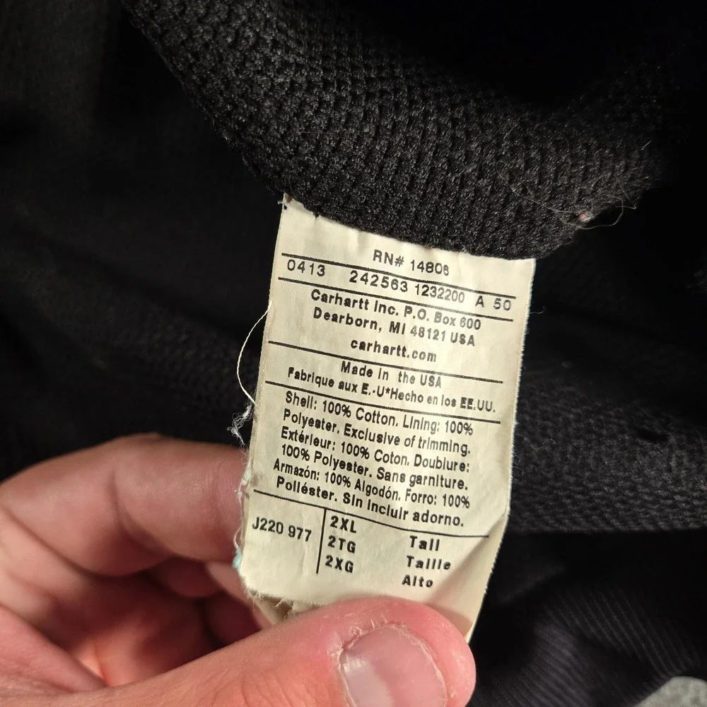 VTG Carhartt J220 Active Jacket Mens 2XL Tall RealTree Camo Thermal Lined USA