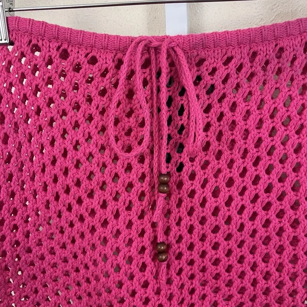 Urban Outfitters Ecote Kierra Sheer Crochet Mini Skirt Pink S Small
