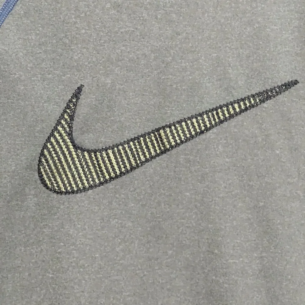 Nike Dri-Fit Womens Grey / Blue Swoosh Hoodie Pullover Sweatshirt Activewear Sm