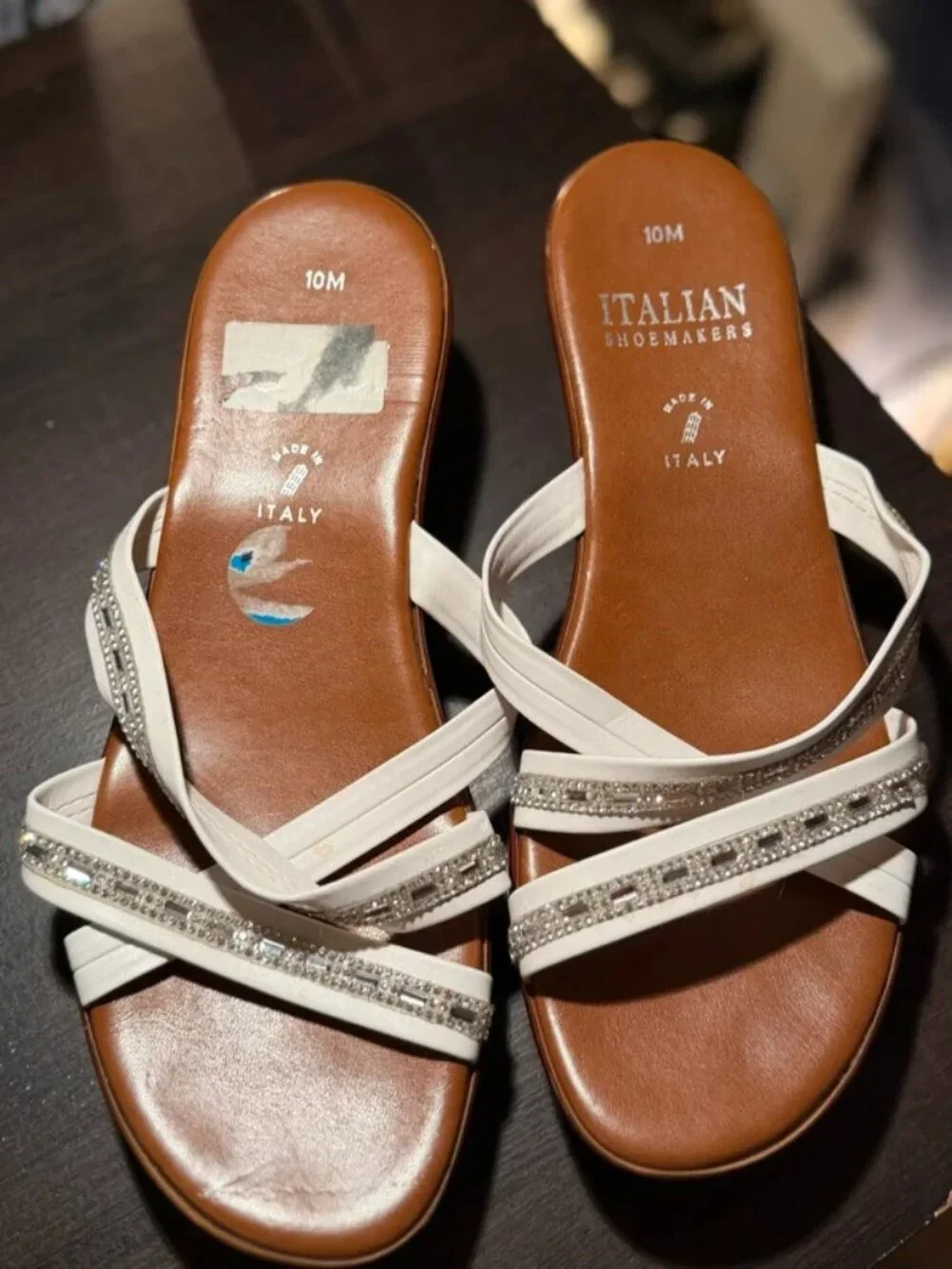 White Italian Shoemakers Size 10 Open-toed Platform Sandals