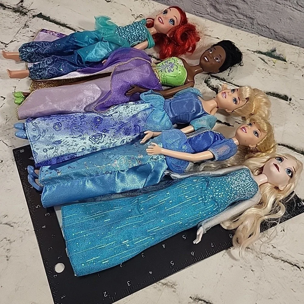 Disney Princess‎ Fashion Dolls Lot Of 5 Ariel Tiana Elsa Twin Cinderellas