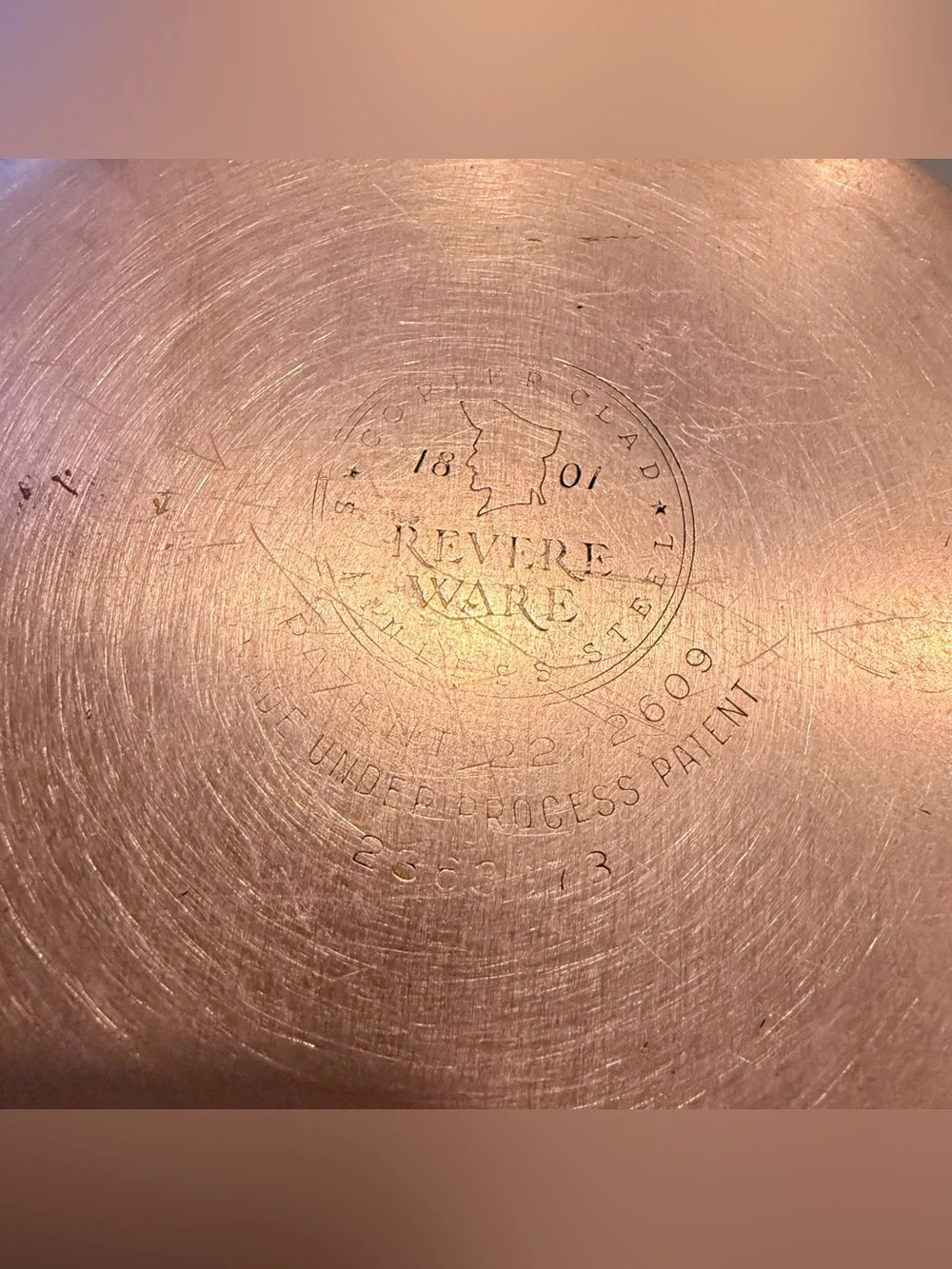 Vintage Revere Ware 3 Qt Copper Clad Stainless Steel Saucepan w/ Lid 1801