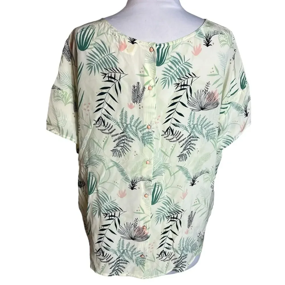 Des Petits Hauts palm jungle silk blouse Sz S