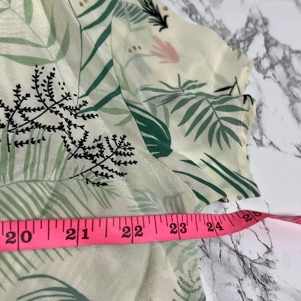 Des Petits Hauts palm jungle silk blouse Sz S