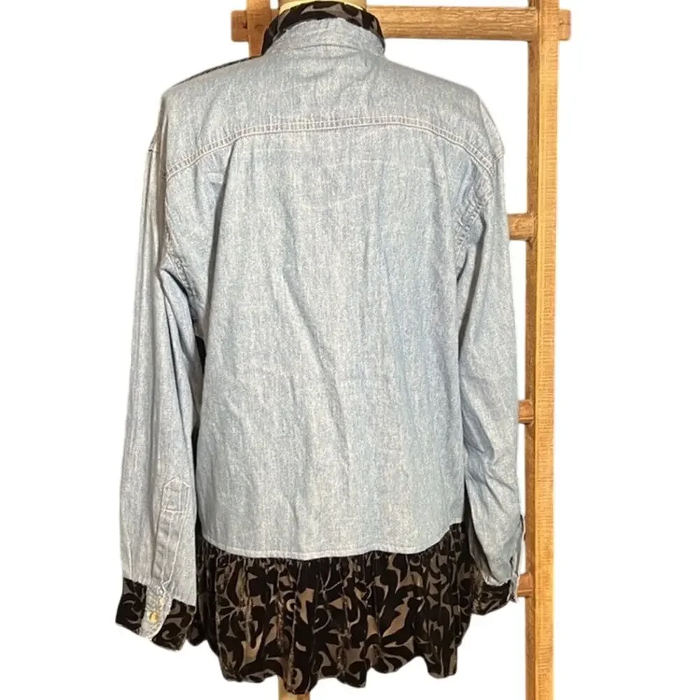 Taylor G. Size Womens Medium‎ Jean Silky Style Animal Print Black Velvet mobwife