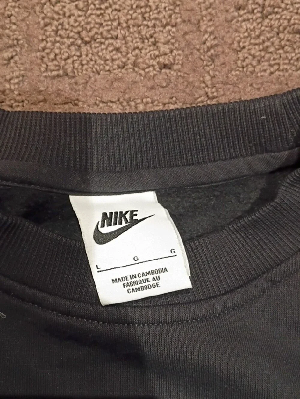 Nike Kids Large Black Crewneck Sweatshirt with White Swoosh Logo