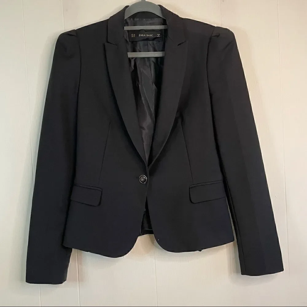 Zara Basic Puff Shoulder Blazer