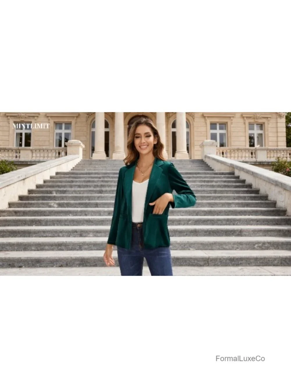 Women's Velvet Blazer Jacket Long Sleeve Button Pockets Office Work Tailored