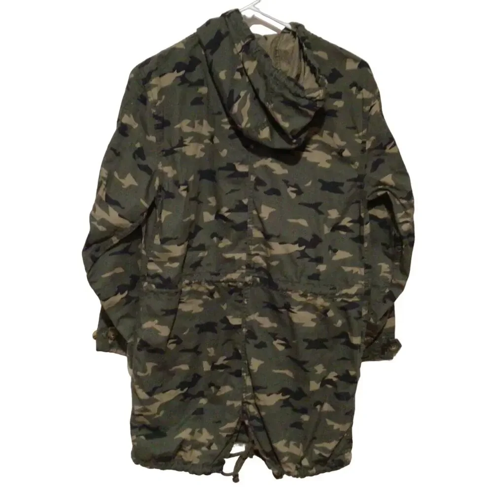 BP Camo Full Zip Long Sleeve Jacket XXS Drawstring Waist Pockets