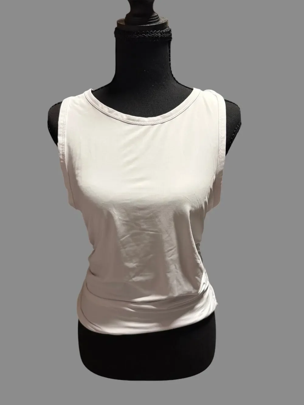 Halara Women's White Ruched Side Sleeveless Tank Top Medium Stretch Athleisure
