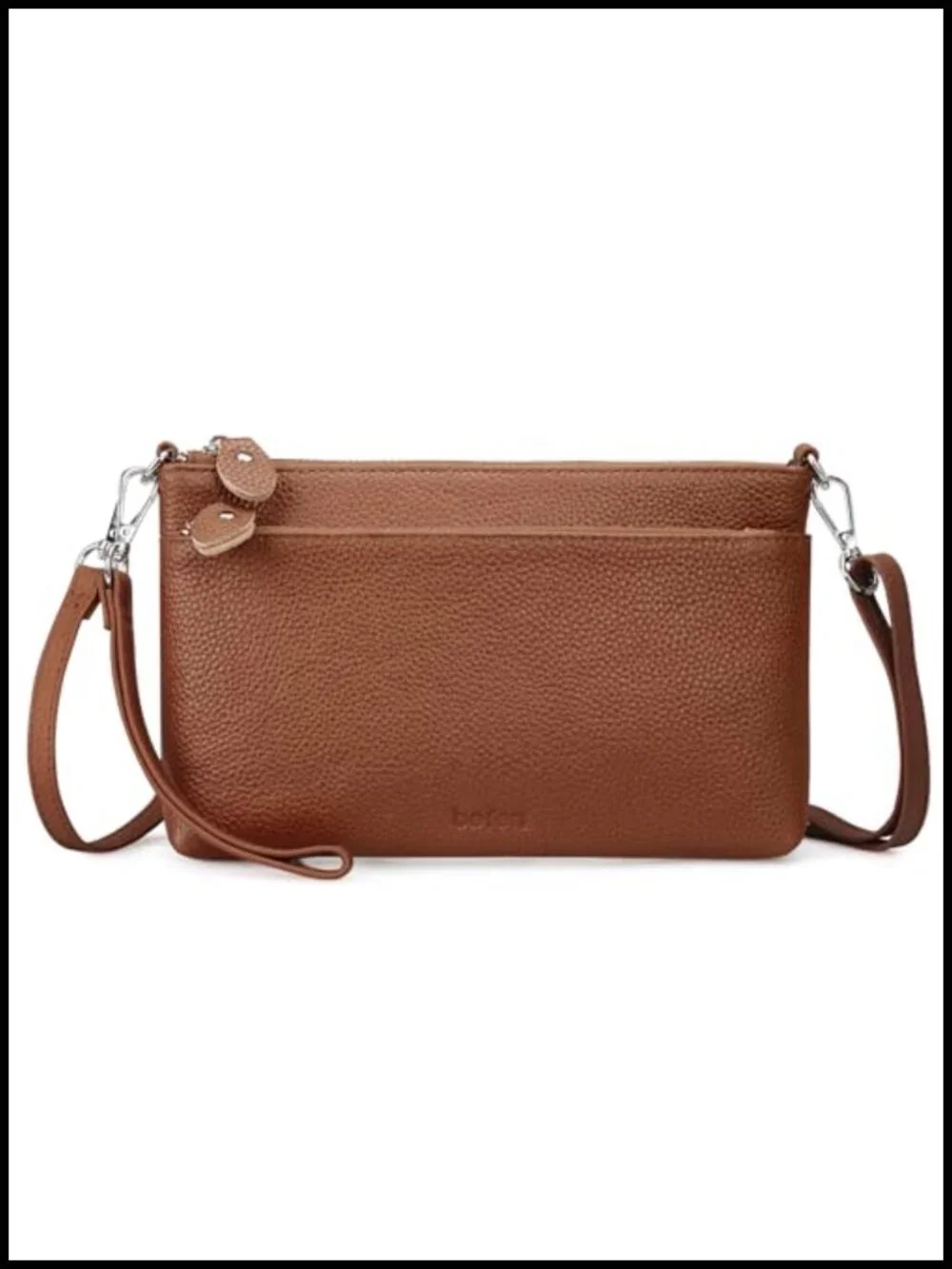 Genuine Leather RFID Blocking Crossbody Wristlet Clutch Purse