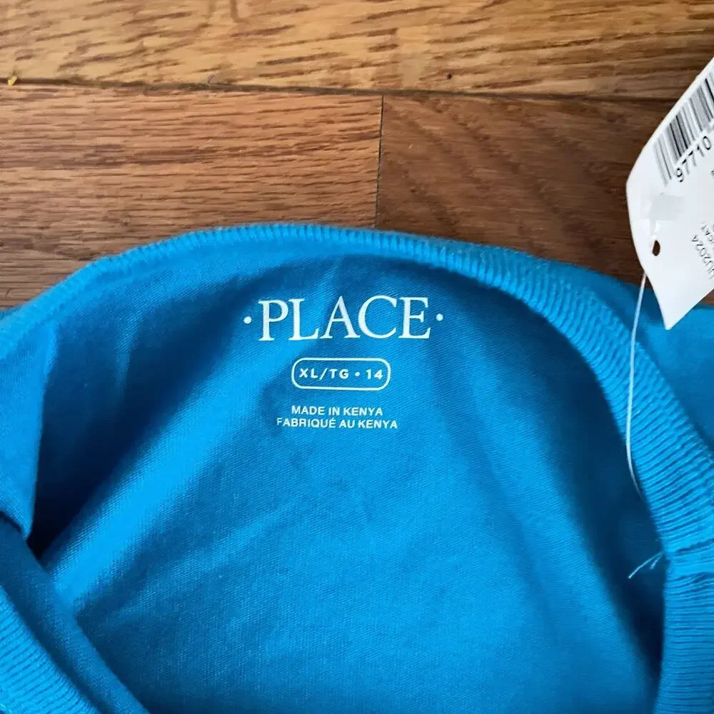 NWT Childrens Place Kids XL 14 16 Selective Hearing Graphic Tee Turquoise