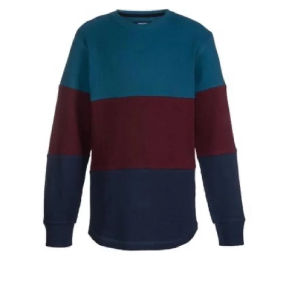 Univibe Big Boys Carrey Color Blocked Thermal T-shirt,Blue,XL