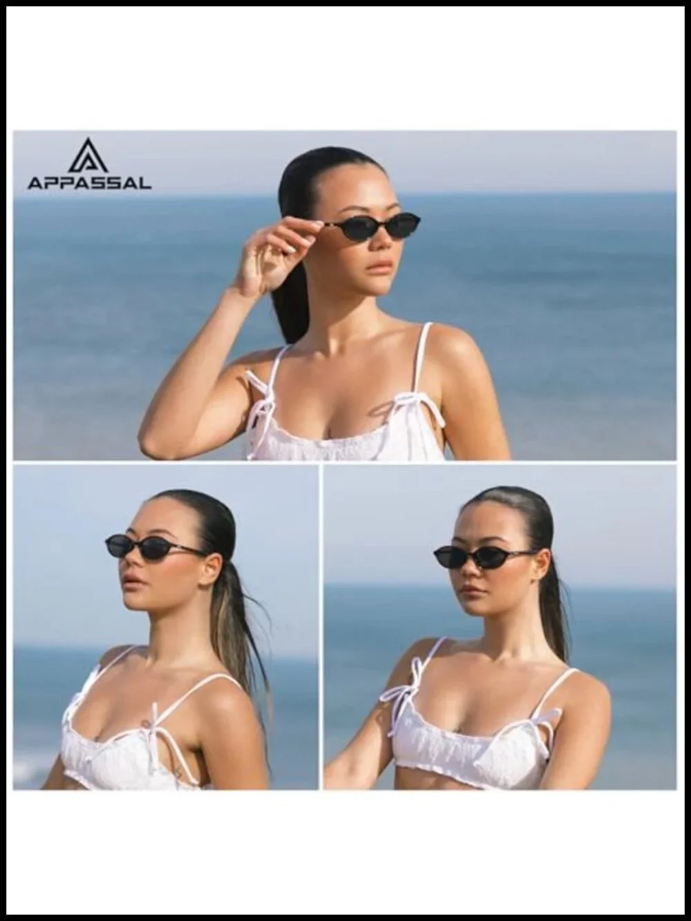 Retro Small Oval Cat Eye Sunglasses 90s Narrow Shades UV400 Protection