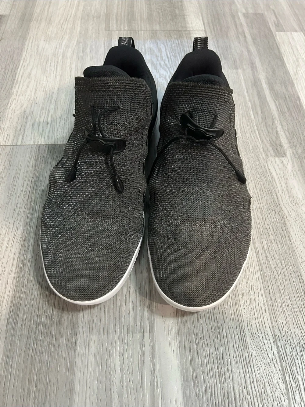 Nike Men's Black Knit Slip-On Sneakers with White Sole