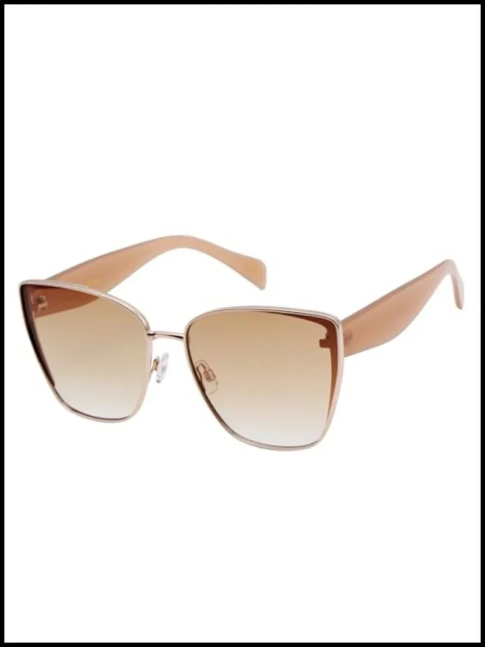 Oversized Cat-Eye Sunglasses Metal Square Frame UV400 Protection