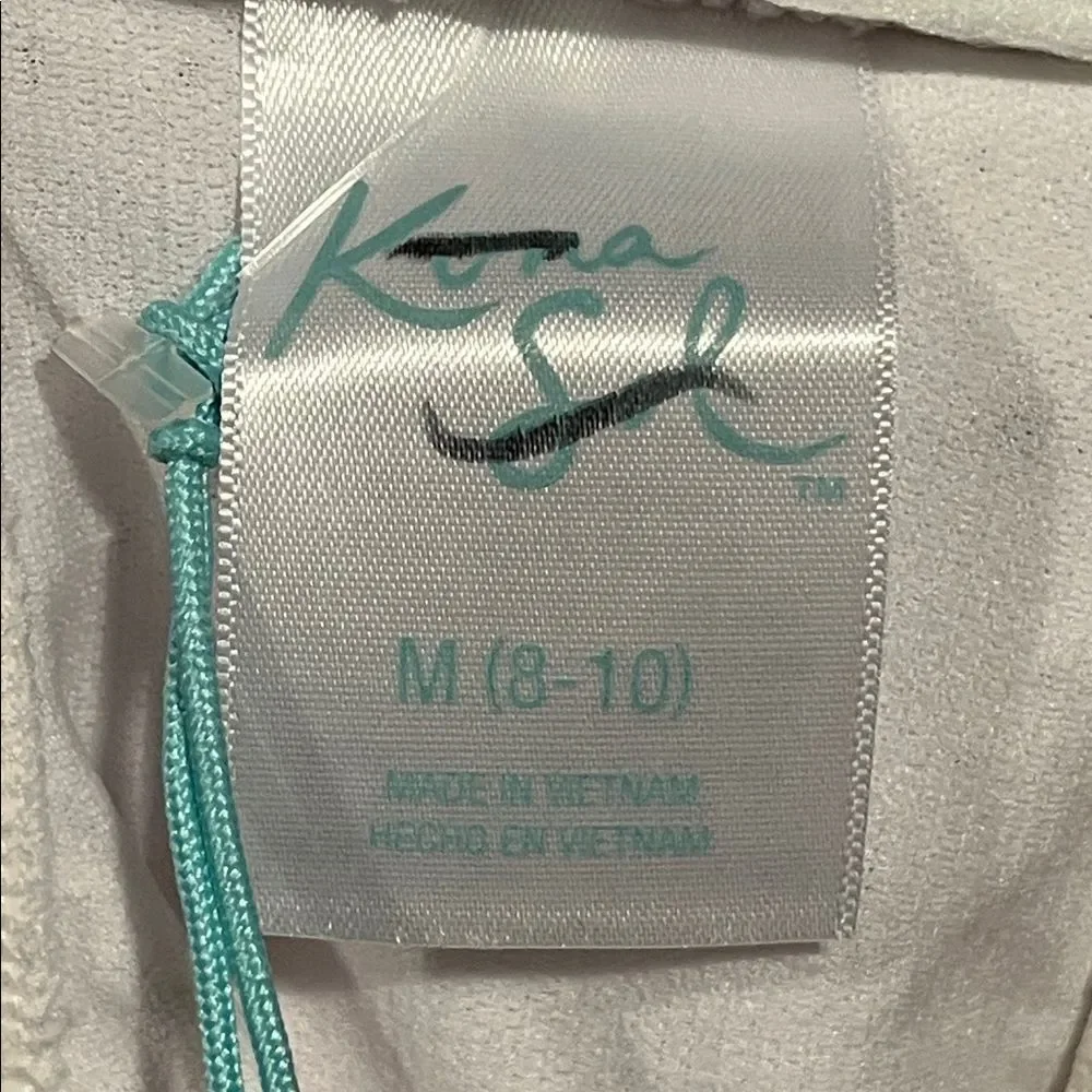 NWT Kona Sol White Eyelet One-Shoulder Ruffle Bikini Top multiple sizes