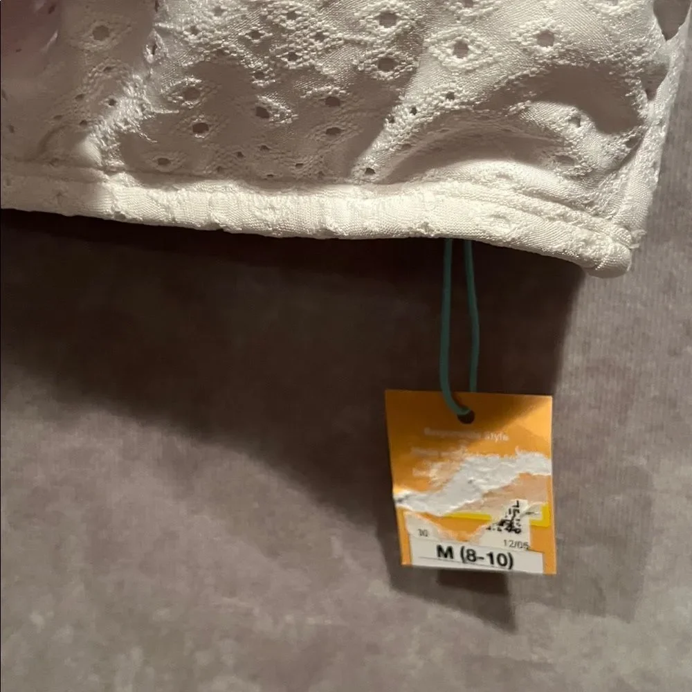 NWT Kona Sol White Eyelet One-Shoulder Ruffle Bikini Top multiple sizes