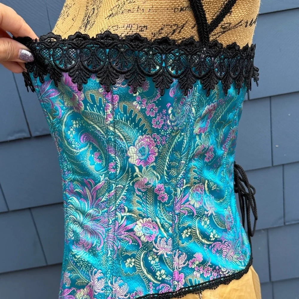 Tesa 38 Elegant Blue and Black Corset blue pink sexy