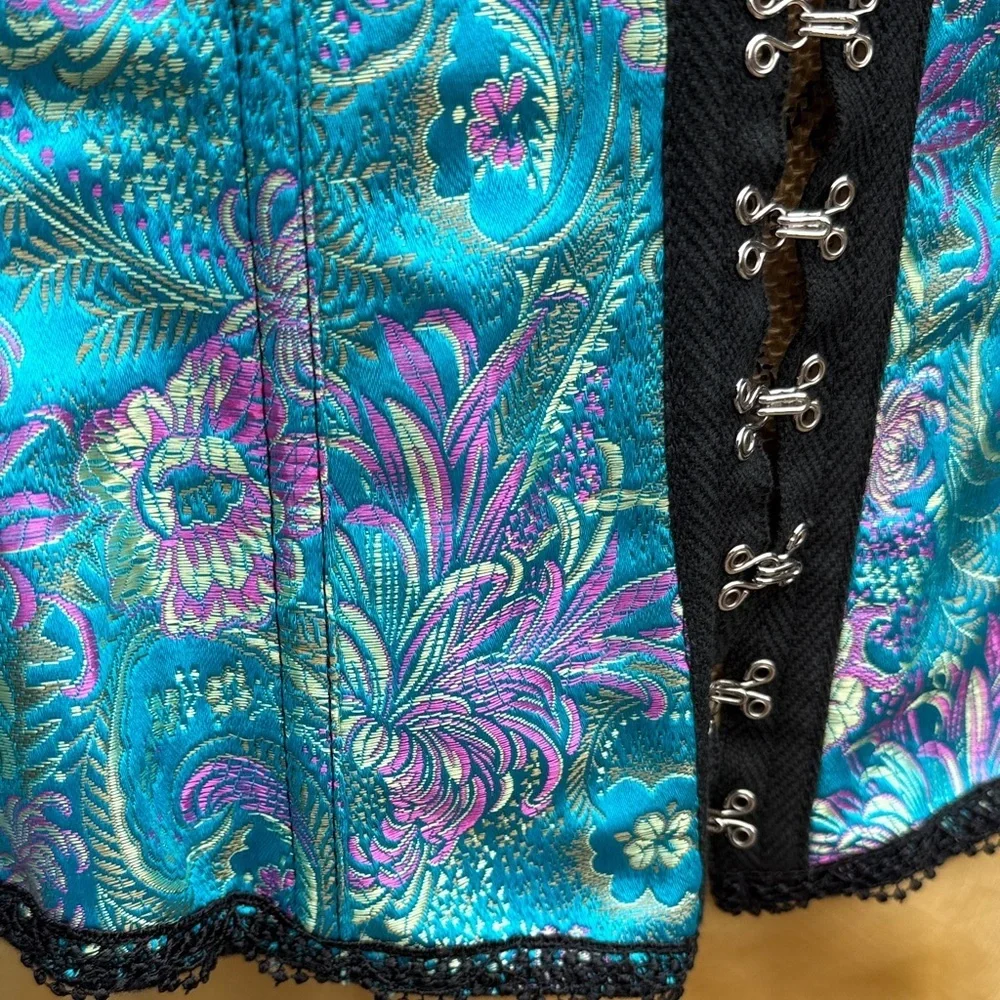 Tesa 38 Elegant Blue and Black Corset blue pink sexy