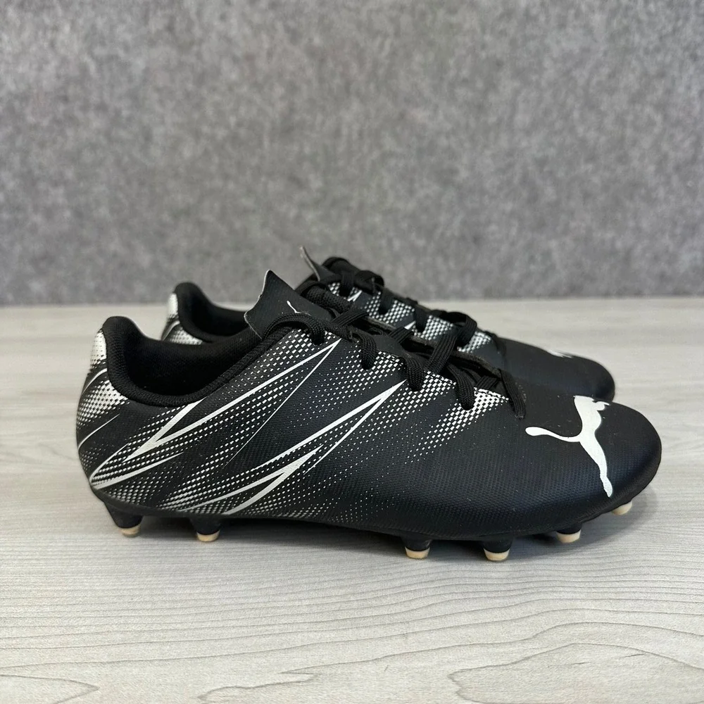 Puma Attacanto FG/AG Soccer Cleats Kids 3.5 Black White 107480-01 Football Boots