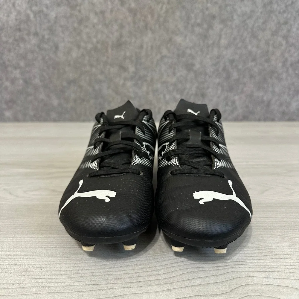 Puma Attacanto FG/AG Soccer Cleats Kids 3.5 Black White 107480-01 Football Boots