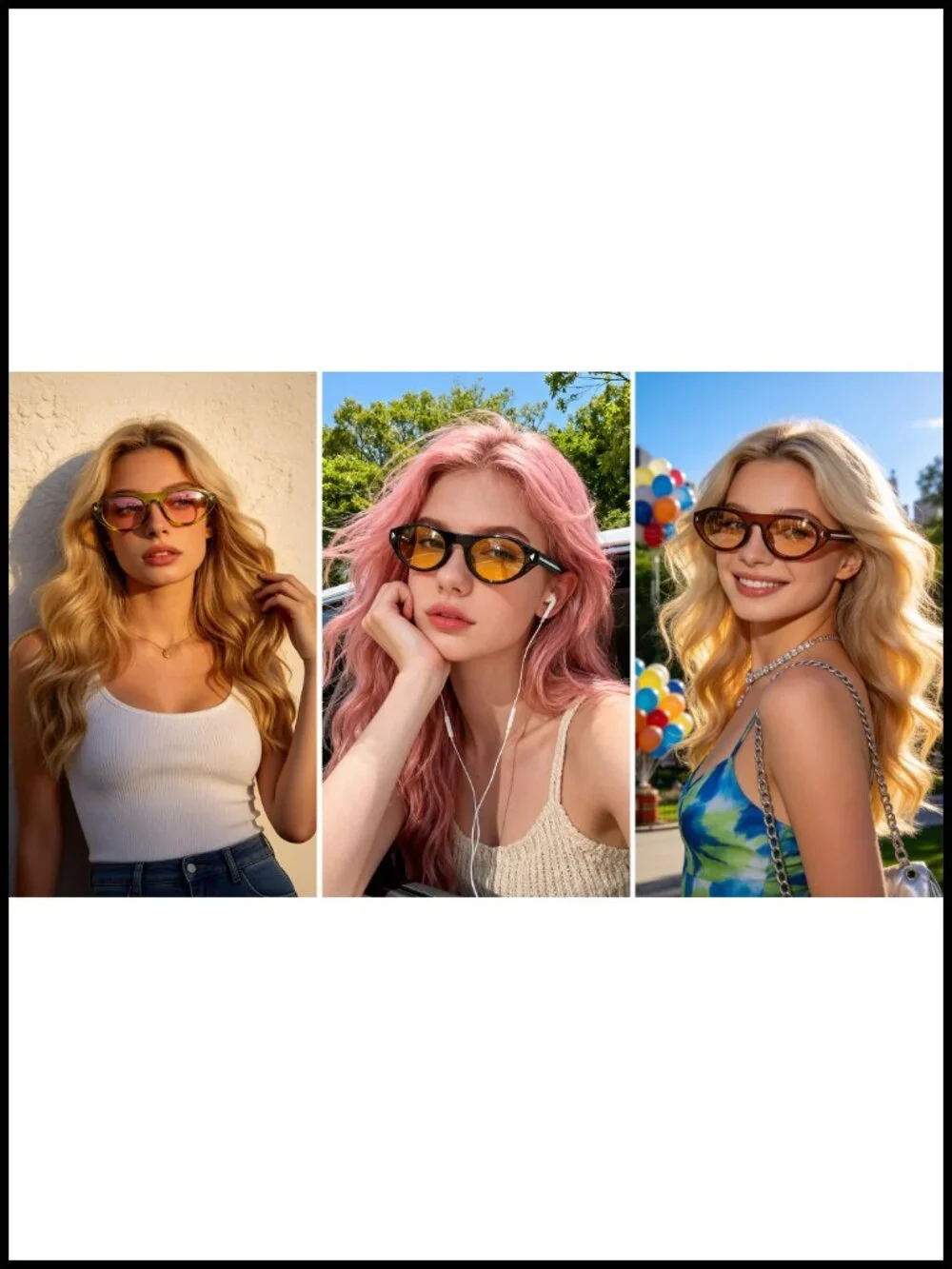 Retro Oval Cat Eye Sunglasses UV400 Protection Narrow Frame