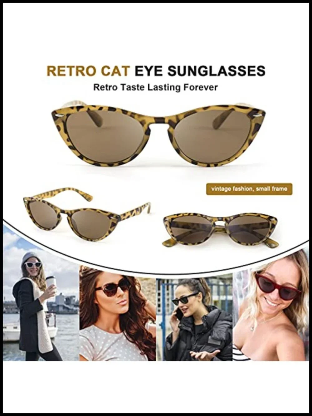 Retro Cat Eye Sunglasses UV400 Protection Plastic Frame Unisex