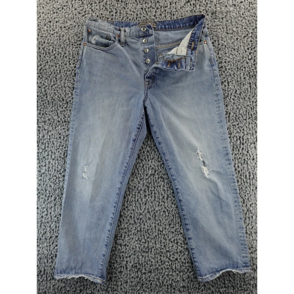 J Crew Point Sur Jeans Womens 30x26 Slouchy Boyfriend Button Fly ‎ Distressed