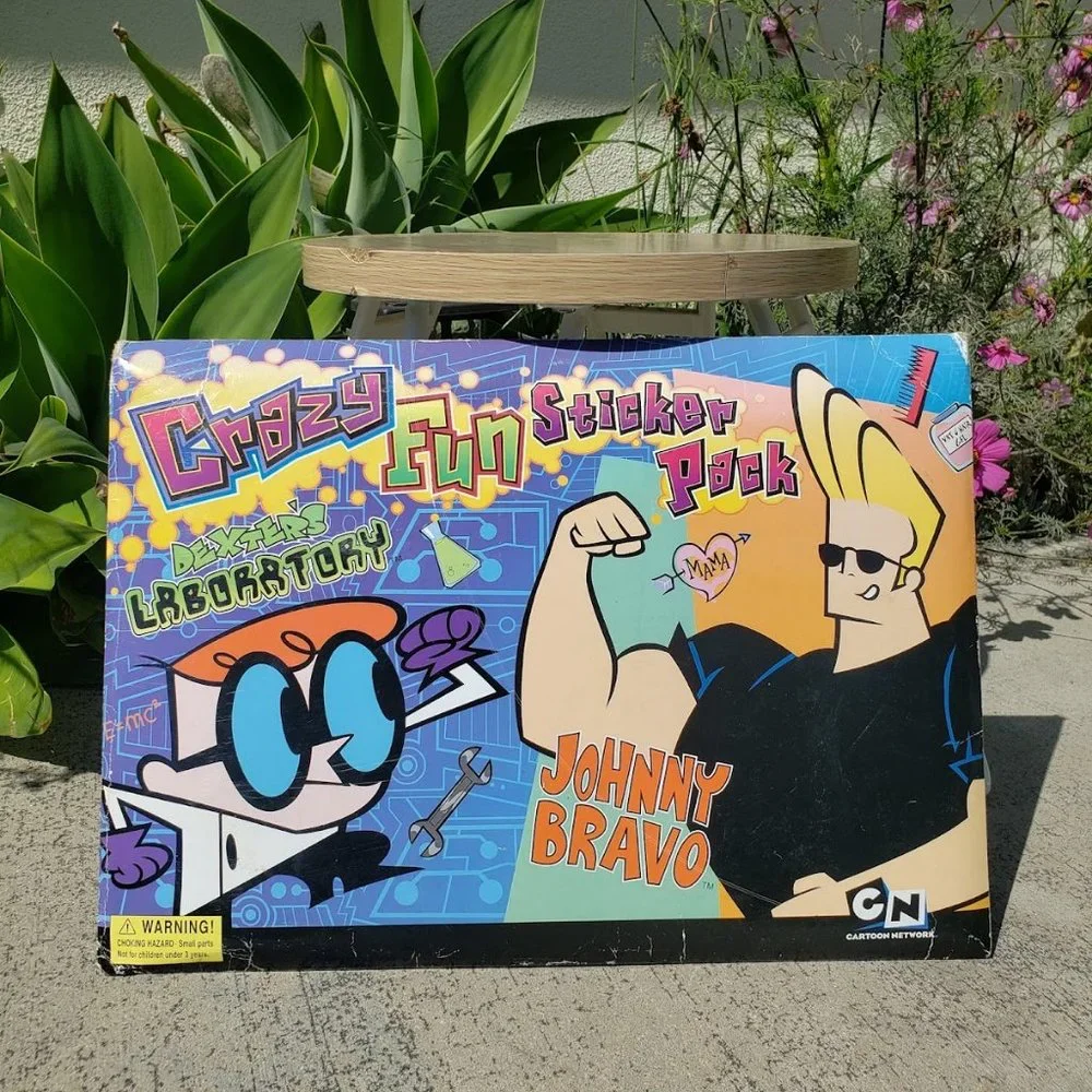 Johnny Bravo Dexter's Laboratory LARGE Vinyl Sticker pack and storyboards Crazy