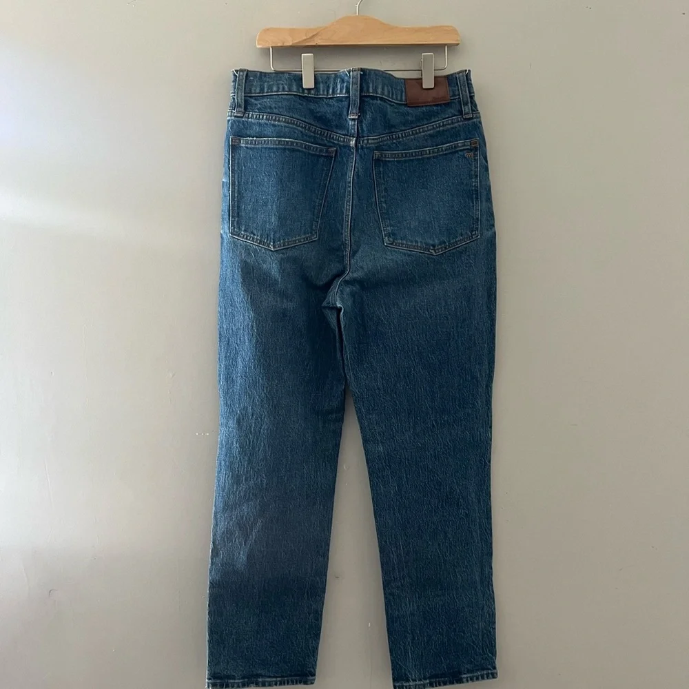 Madewell Classic Straight Jean Tapered Mom Stretch Denim Jeans medium blue‎ 28