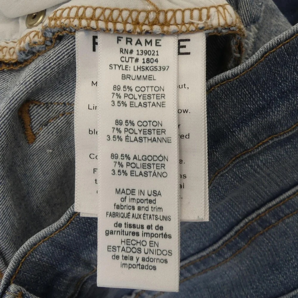 Frame Le High Skinny‎ Jeans Womens 26 Blue Brummel Distressed Raw Hem Made USA