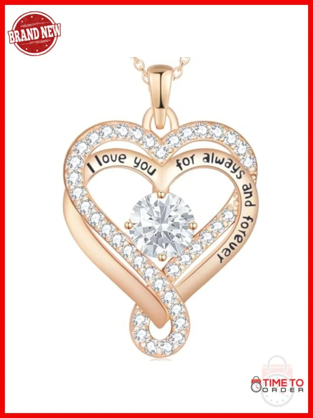 S925 Sterling Silver Infinity Heart Pendant Necklace