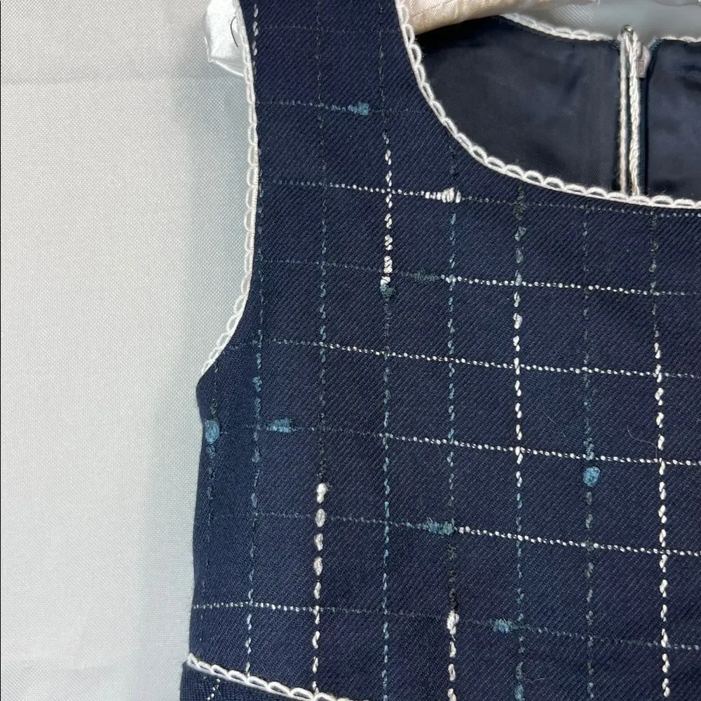 Magil Navy Blue sleeveless wool embroidered dress size 5 years NWT