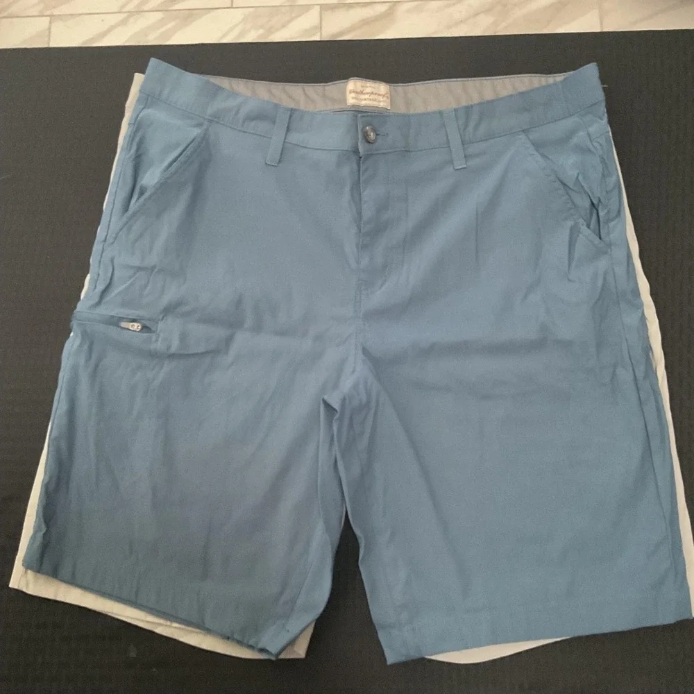 Lot Of 2 Weatherproof Vintage Shorts Mens Size 40 Blue Gray Chino Stretch Casual