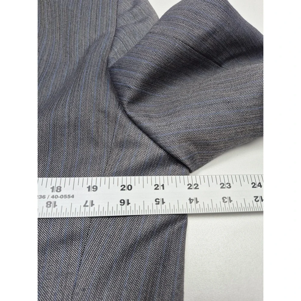 VTG Lanvin Paris Suit Mens 44 Long Gray Poly Wool Stripe 2 Piece 39x36 USA NWT
