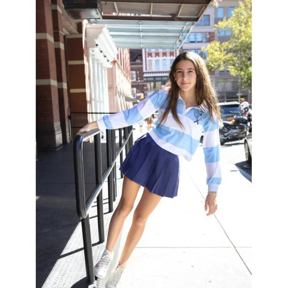 New Girl's Size 16 School uniform preppy rugby top and pleated skirt 2 piece New