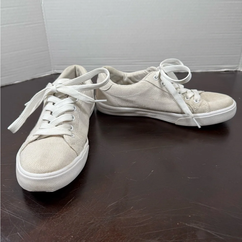 Tommy Hilfiger Cream Sneakers Classic Low Top sz:6.5M Skater‎ Punk Y2K Citycore