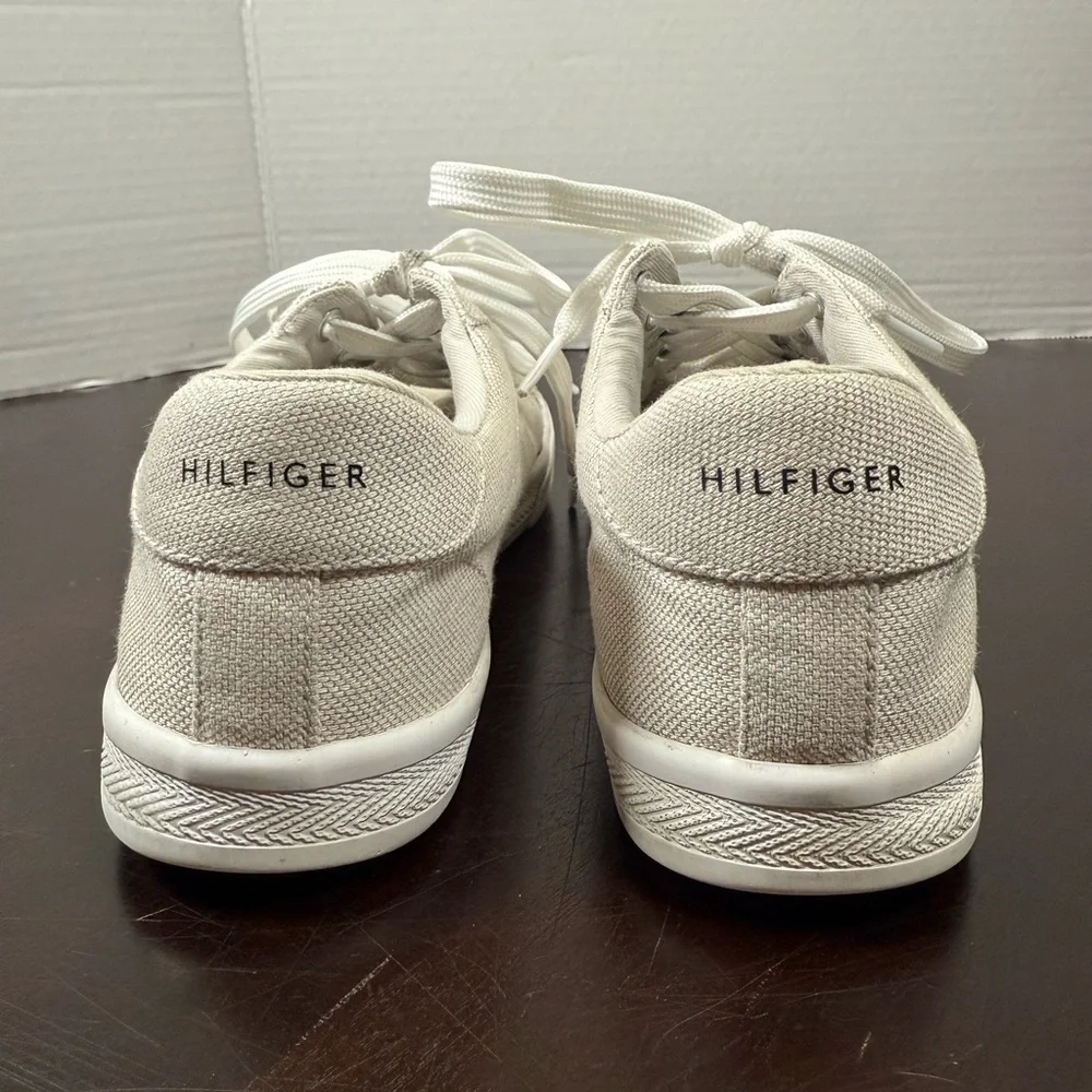 Tommy Hilfiger Cream Sneakers Classic Low Top sz:6.5M Skater‎ Punk Y2K Citycore