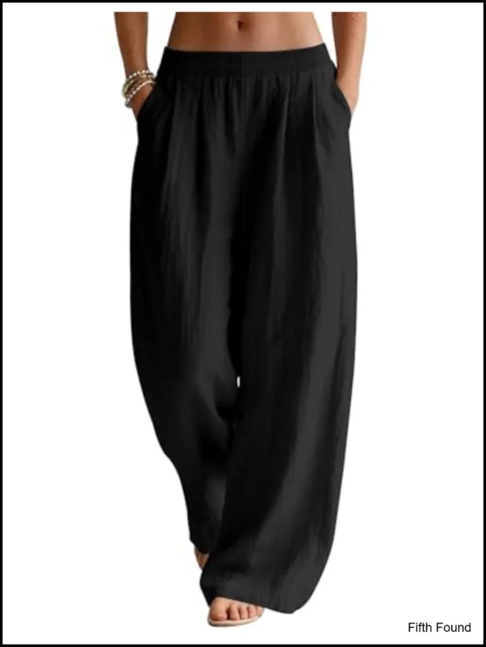Linen Blend Wide Leg Palazzo Pants Elastic Waist Summer Travel