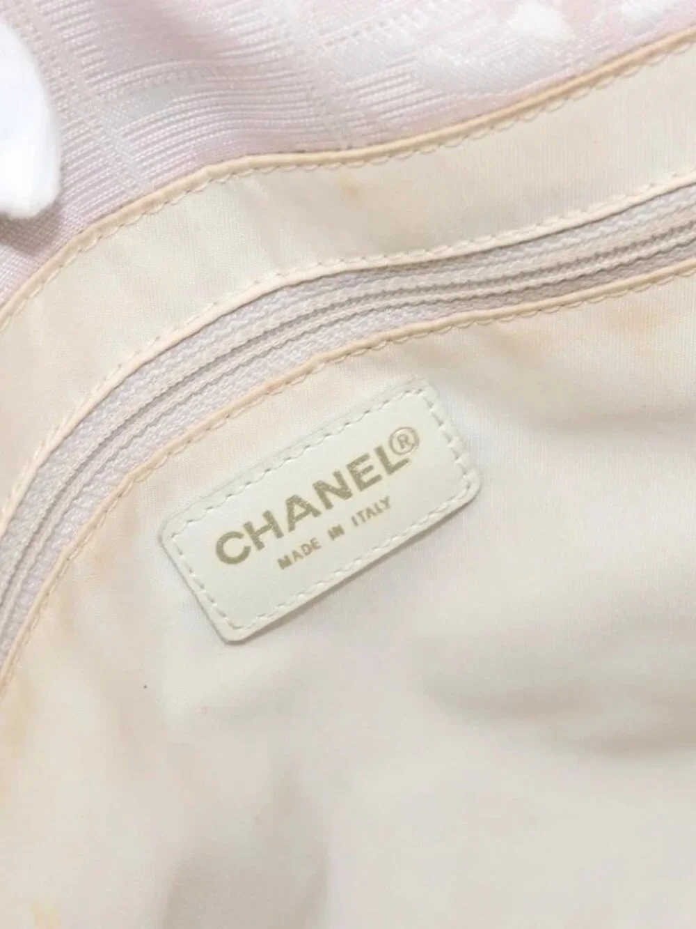 CHANEL New Travel Line Tote Bag Nylon Pink Gold CC Auth BA11718