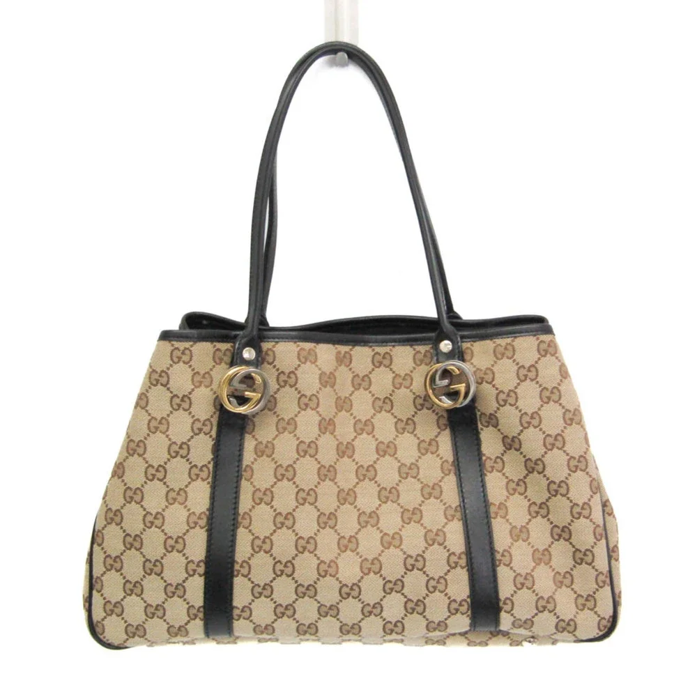 GUCCI Black Canvas Tote Bag