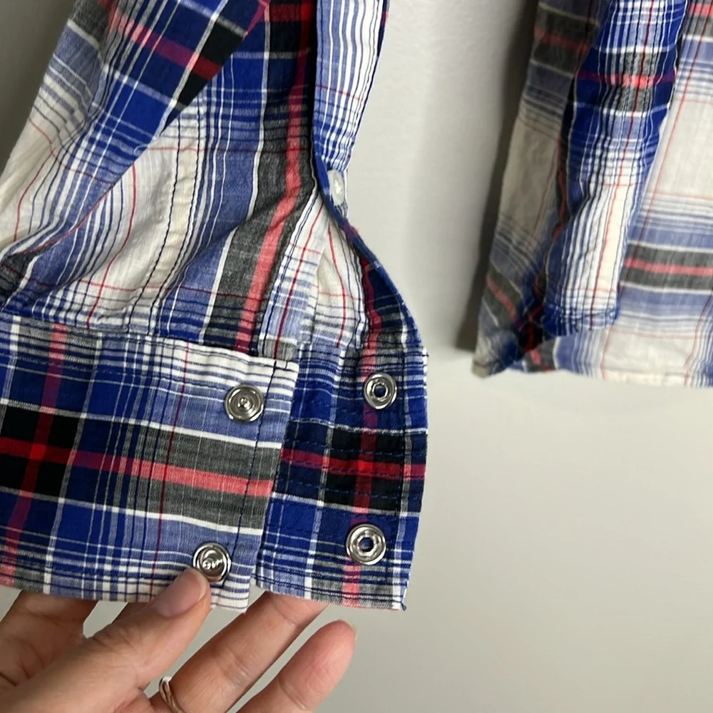 J. Crew Garçon Classic Fit Western snap front 100% Cotton plaid shirt size 10