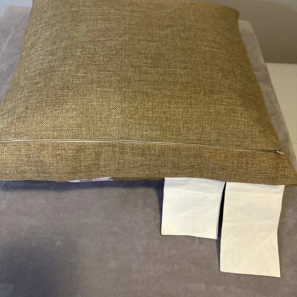 Yellow‎ Finch Embroidered  Indoor Outdoor Pillow Crochet Flowers 17 x 17