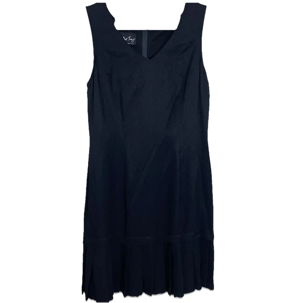 Vintage 90s All That Jazz Skater Dress Womens 7/8 Black Sheath‎ Pleated Hem